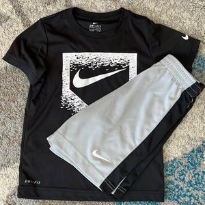 Boy’s Gray and Black Nike Shirt and Short Set Size 7